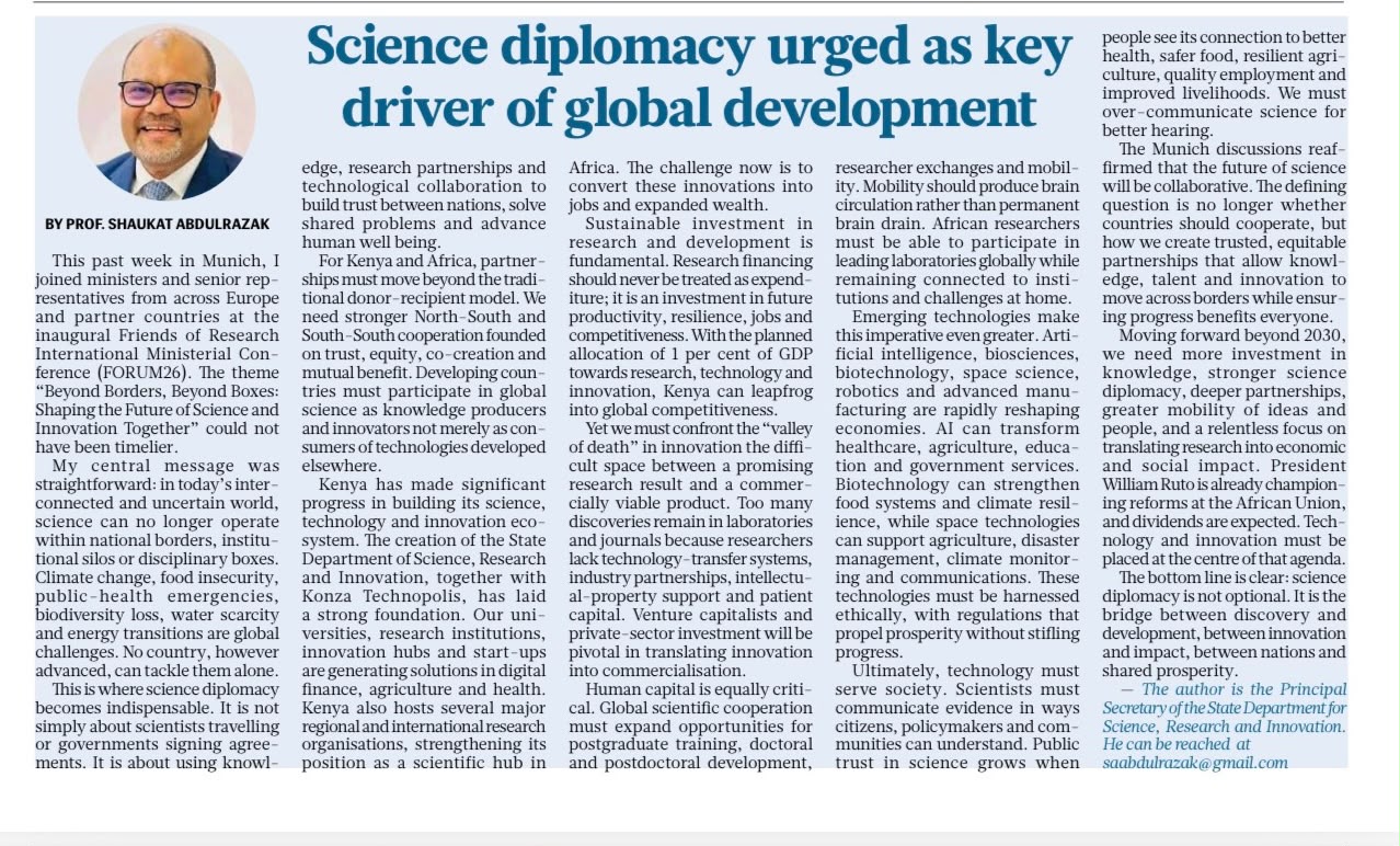 Science Diplomacy Urged as Key Driver of Global Development - 5th Oct. 2026